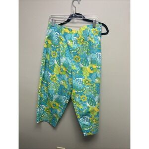 Briggs Blue Green Yellow  Floral High Waisted Cropped Pants 16W